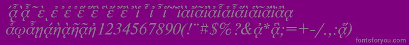 フォントNewtonpgttItalic – 紫の背景に灰色の文字