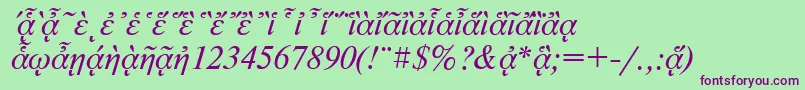 NewtonpgttItalic Font – Purple Fonts on Green Background