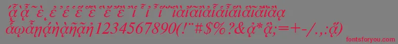 フォントNewtonpgttItalic – 赤い文字の灰色の背景