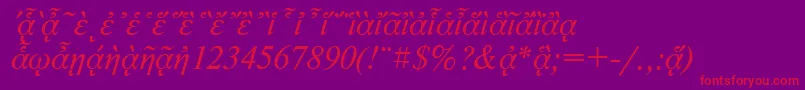 NewtonpgttItalic Font – Red Fonts on Purple Background