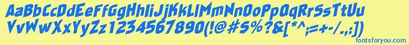 FaktosasSlantedNormal Font – Blue Fonts on Yellow Background