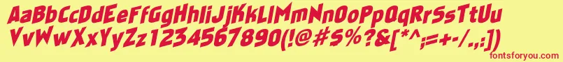 FaktosasSlantedNormal Font – Red Fonts on Yellow Background