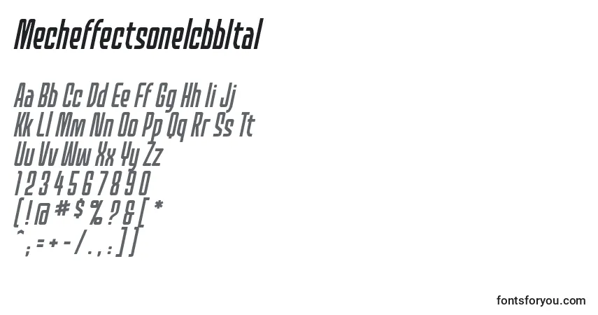 A fonte MecheffectsonelcbbItal (104033) – alfabeto, números, caracteres especiais