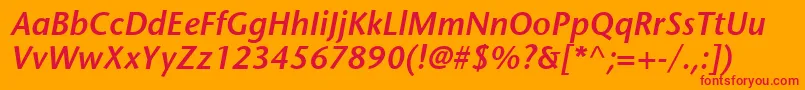 MesouranSansSsiSemiBoldItalic Font – Red Fonts on Orange Background