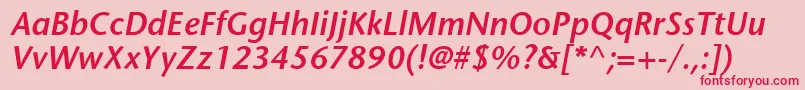 MesouranSansSsiSemiBoldItalic Font – Red Fonts on Pink Background