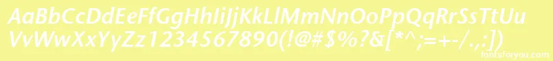MesouranSansSsiSemiBoldItalic Font – White Fonts on Yellow Background
