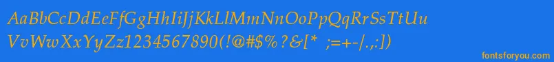 PalatinoThinItalic Font – Orange Fonts on Blue Background
