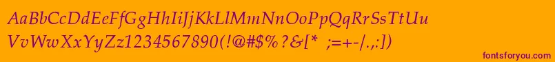PalatinoThinItalic Font – Purple Fonts on Orange Background