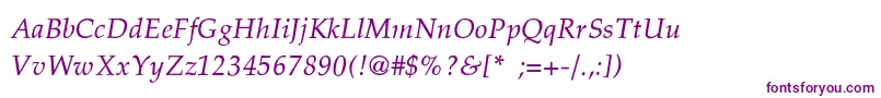 PalatinoThinItalic Font – Purple Fonts on White Background