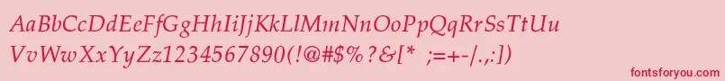 PalatinoThinItalic Font – Red Fonts on Pink Background