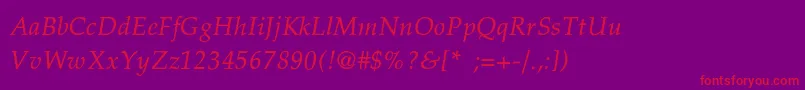 フォントPalatinoThinItalic – 紫の背景に赤い文字
