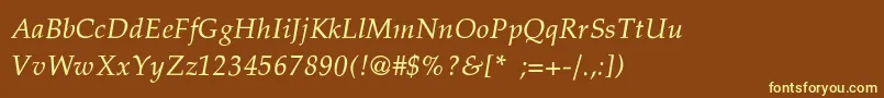 PalatinoThinItalic Font – Yellow Fonts on Brown Background