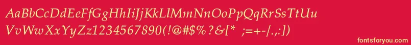 PalatinoThinItalic Font – Yellow Fonts on Red Background