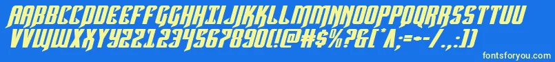 Hawkmoonextraexpandital Font – Yellow Fonts on Blue Background