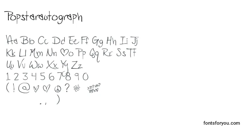 A fonte Popstarautograph (104041) – alfabeto, números, caracteres especiais