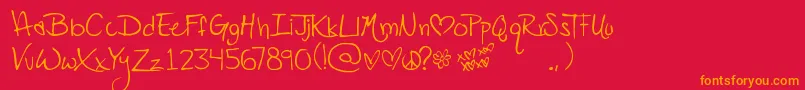 フォントPopstarautograph – 赤い背景にオレンジの文字