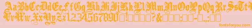 IncisedblackNormal-Schriftart – Orangefarbene Schriften auf rosa Hintergrund