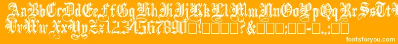 IncisedblackNormal-Schriftart – Weiße Schriften auf orangefarbenem Hintergrund