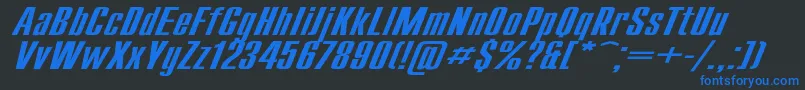 CompactExItalic Font – Blue Fonts on Black Background