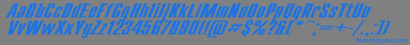 フォントCompactExItalic – 灰色の背景に青い文字