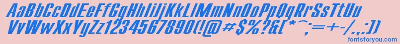 CompactExItalic Font – Blue Fonts on Pink Background