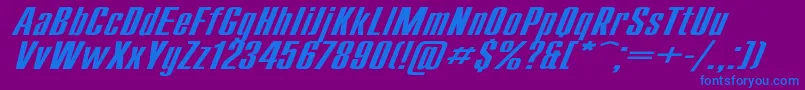 フォントCompactExItalic – 紫色の背景に青い文字