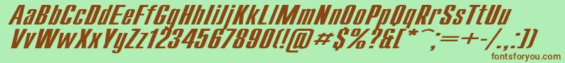 フォントCompactExItalic – 緑の背景に茶色のフォント