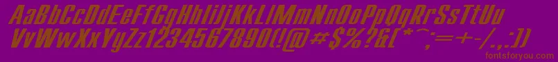 フォントCompactExItalic – 紫色の背景に茶色のフォント