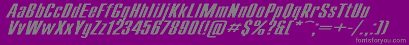 フォントCompactExItalic – 紫の背景に灰色の文字
