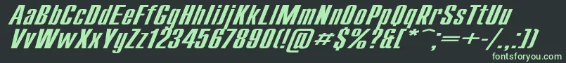 フォントCompactExItalic – 黒い背景に緑の文字