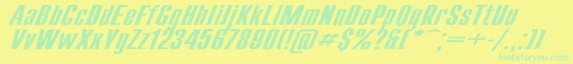 フォントCompactExItalic – 黄色い背景に緑の文字