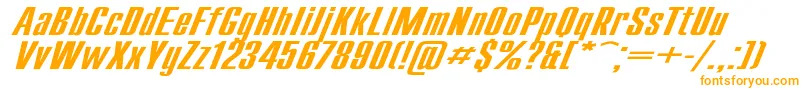 CompactExItalic-Schriftart – Orangefarbene Schriften auf weißem Hintergrund