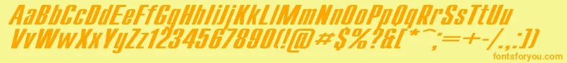 CompactExItalic-fontti – oranssit fontit keltaisella taustalla