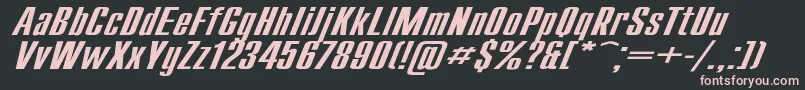 フォントCompactExItalic – 黒い背景にピンクのフォント