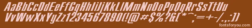 CompactExItalic-fontti – vaaleanpunaiset fontit ruskealla taustalla