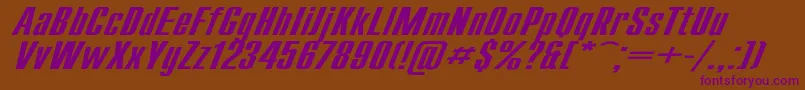 CompactExItalic-fontti – violetit fontit ruskealla taustalla