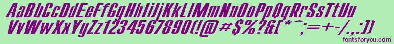 CompactExItalic-fontti – violetit fontit vihreällä taustalla