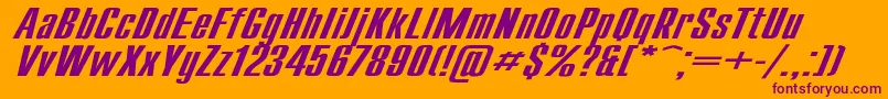 フォントCompactExItalic – オレンジの背景に紫のフォント