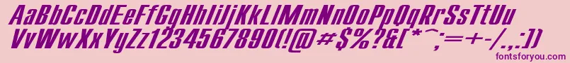 CompactExItalic-fontti – violetit fontit vaaleanpunaisella taustalla