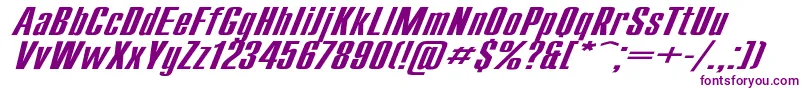 フォントCompactExItalic – 白い背景に紫のフォント
