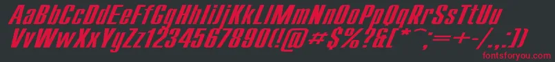 フォントCompactExItalic – 黒い背景に赤い文字