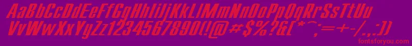 フォントCompactExItalic – 紫の背景に赤い文字