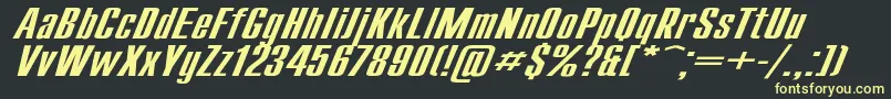 フォントCompactExItalic – 黒い背景に黄色の文字