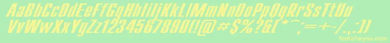 CompactExItalic-fontti – keltaiset fontit vihreällä taustalla