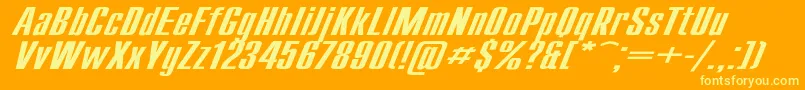 フォントCompactExItalic – オレンジの背景に黄色の文字
