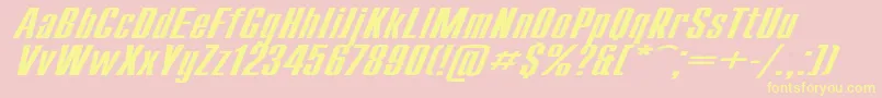 CompactExItalic Font – Yellow Fonts on Pink Background