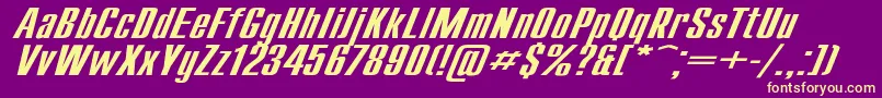 CompactExItalic-fontti – keltaiset fontit violetilla taustalla