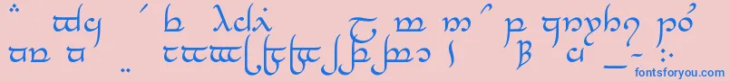 フォントTengwarElesilMedium – ピンクの背景に青い文字