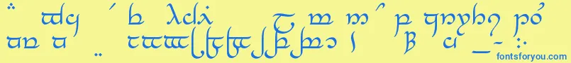 フォントTengwarElesilMedium – 青い文字が黄色の背景にあります。