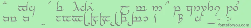 フォントTengwarElesilMedium – 緑の背景に灰色の文字